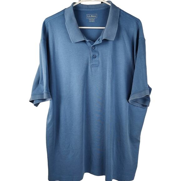 L.L. Bean Traditional Fit Blue Short Sleeve Collared Polo Shirt Men's Size XL - Picture 1 of 5